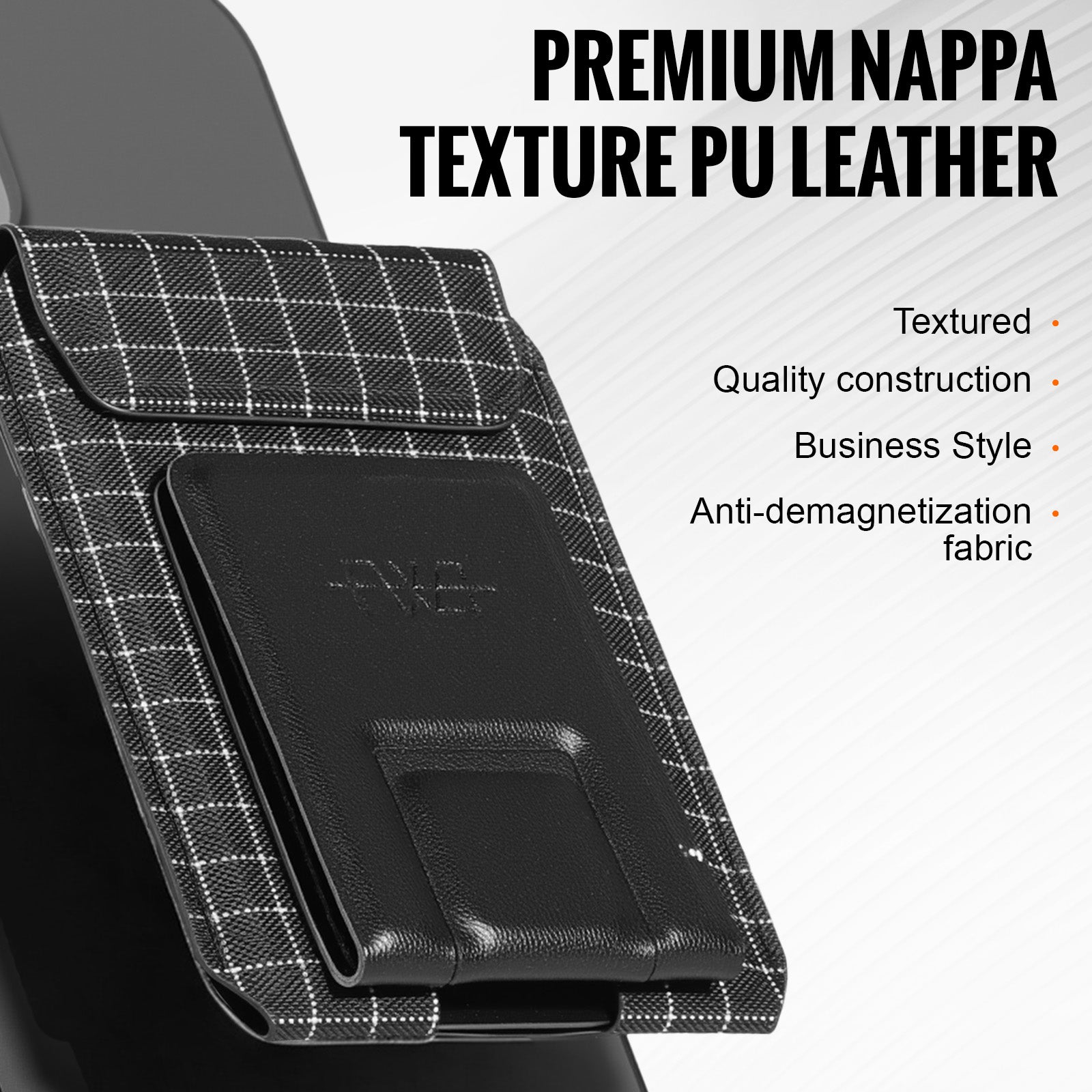 FEIWOODGEAR Magnetic Wallet Stand for iPhone Series, Slim Leather Card Holder fits 3 Cards，Anti-Degaussing for Office Travel Shopping