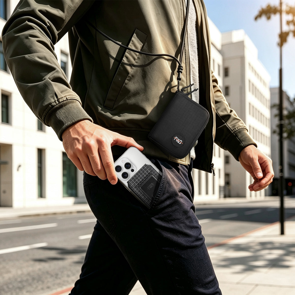 FEIWOODGEAR Passport Holder for Travel with Detachable Magnetic Card Case & Neck Strap RFID-Blocking Travel Organizer for Up to 3 Passports