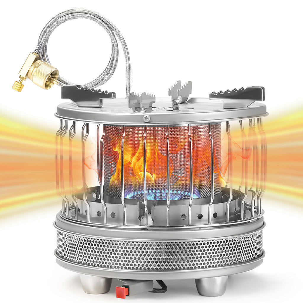 FEIWOOD GEAR 2 in 1 Portable Propane Heater & Stove, 3680 BTU-13500 BTU, Outdoor Heater Gas Stove with ignition