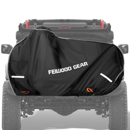 FEIWOOD GEAR Bike Cover for Transport on Rack, Waterproof Bicycle Cover Outdoor Storage for 1 Bike on Rear Bike Rack, Extra Fabric Reinforcement at the Handlebar & Pedal Area