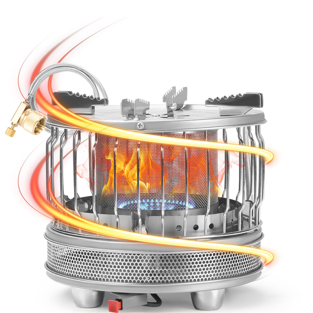 FEIWOOD GEAR 2 in 1 Portable Propane Heater & Stove, 3680 BTU-13500 BTU, Outdoor Heater Gas Stove with ignition