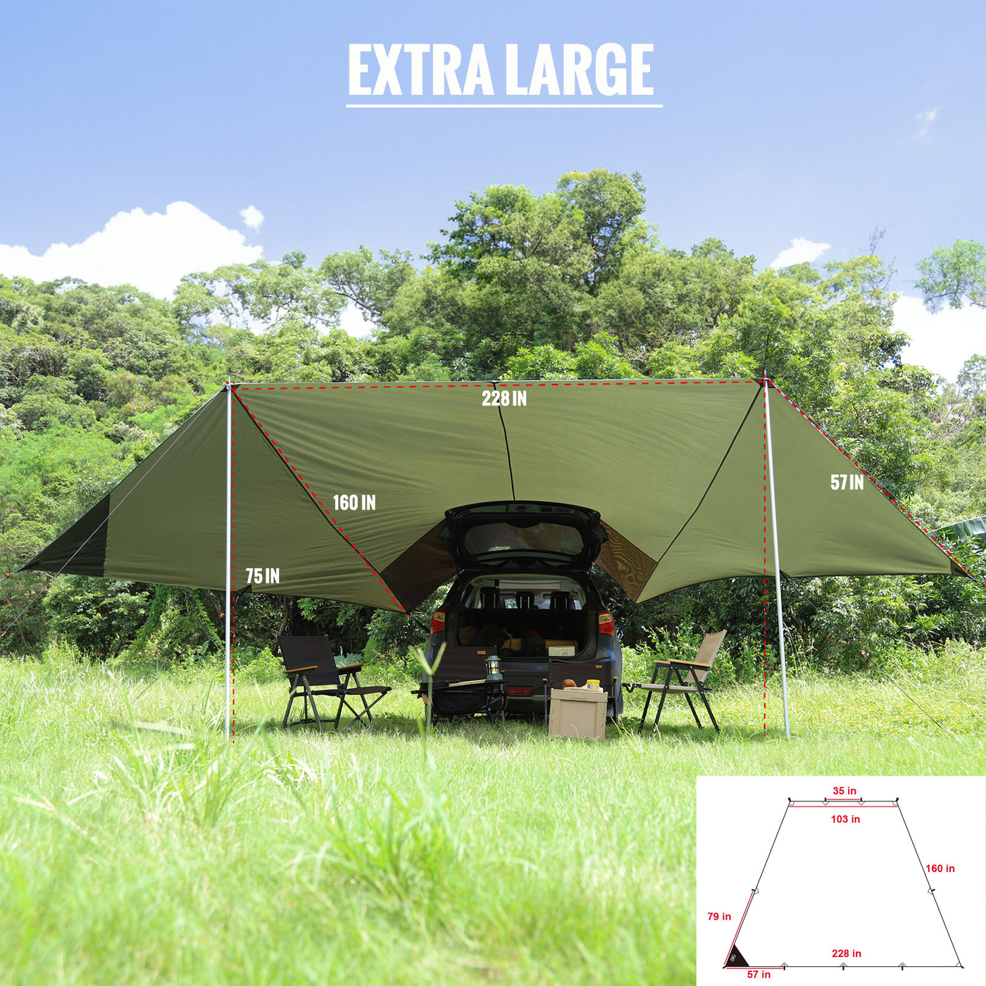 FEIWOODGEAR Car Camping Tarp 19 x 13.3 x 8.6