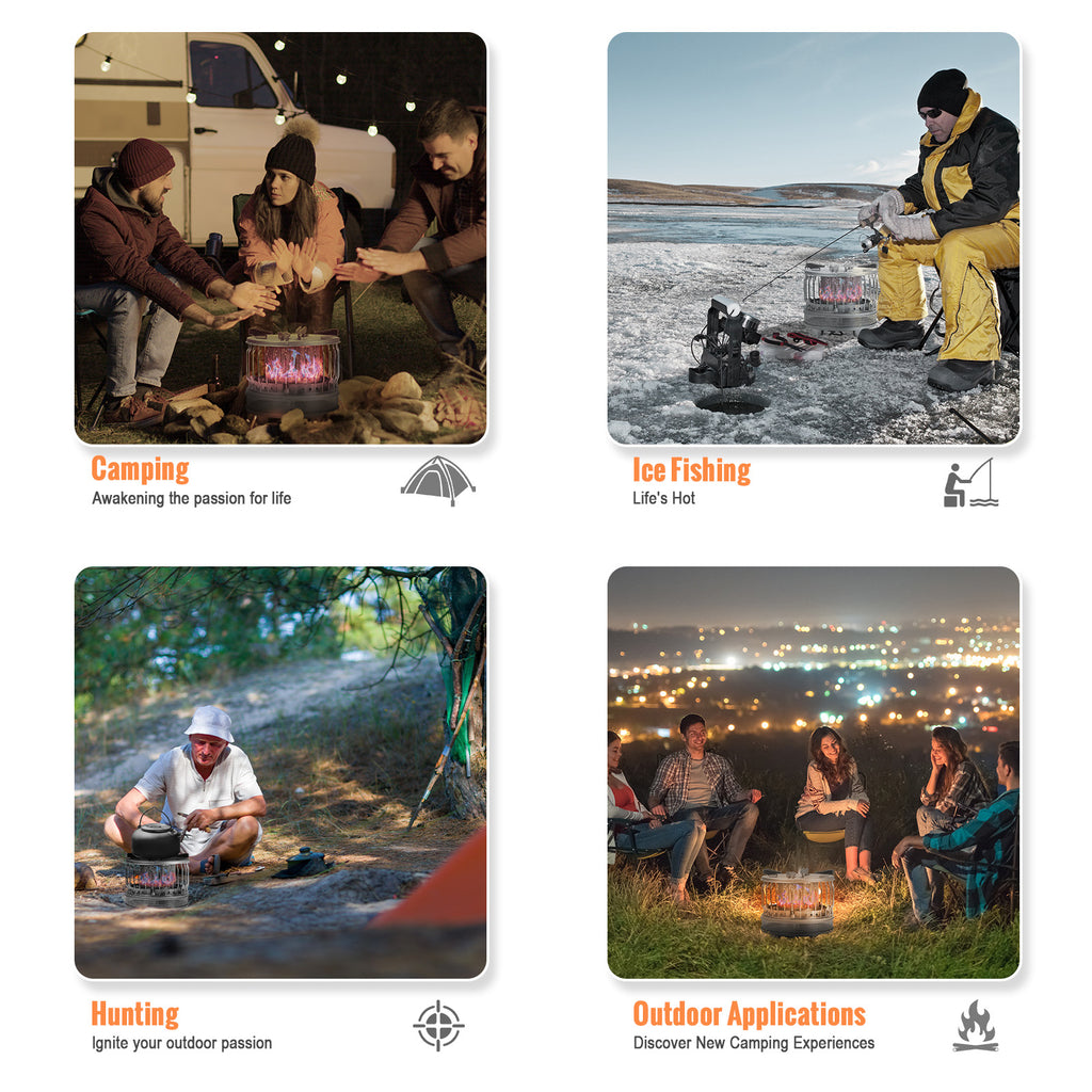 FEIWOOD GEAR 2 in 1 Portable Propane Heater & Stove, 3680 BTU-13500 BTU, Outdoor Heater Gas Stove with ignition