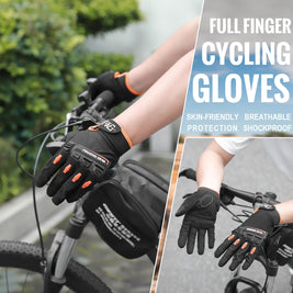 FEIWOOD GEAR Cycling Gloves for Men/Women-Full Finger Bicycle Gloves Anti-Slip Shock Absorbing Padded MTB/Road Biking Gloves
