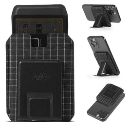 FEIWOODGEAR Magnetic Wallet Stand for iPhone Series, Slim Leather Card Holder fits 3 Cards，Anti-Degaussing for Office Travel Shopping