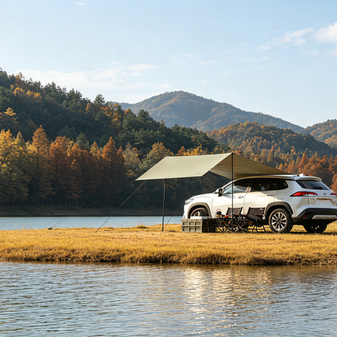 Feiwoodgear Car Awning for SUV, 10 x 5.6 ft | Needn't Roof Rack Hardwares, Waterproof & UV50+