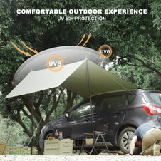 Feiwoodgear Car Awning for SUV, 10 x 5.6 ft | Needn't Roof Rack Hardwares, Waterproof & UV50+