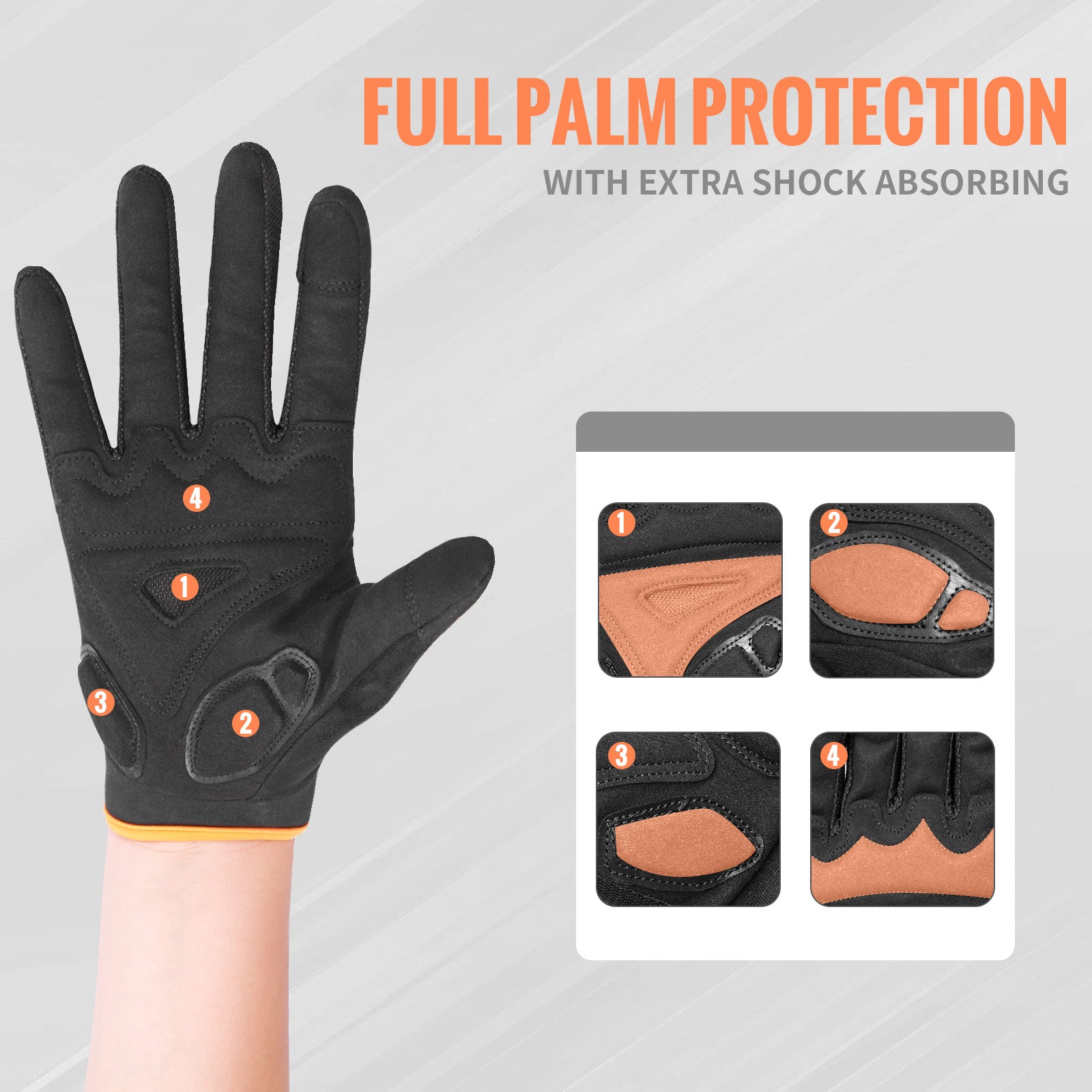 FEIWOOD GEAR Cycling Gloves for Men/Women-Full Finger Bicycle Gloves Anti-Slip Shock Absorbing Padded MTB/Road Biking Gloves