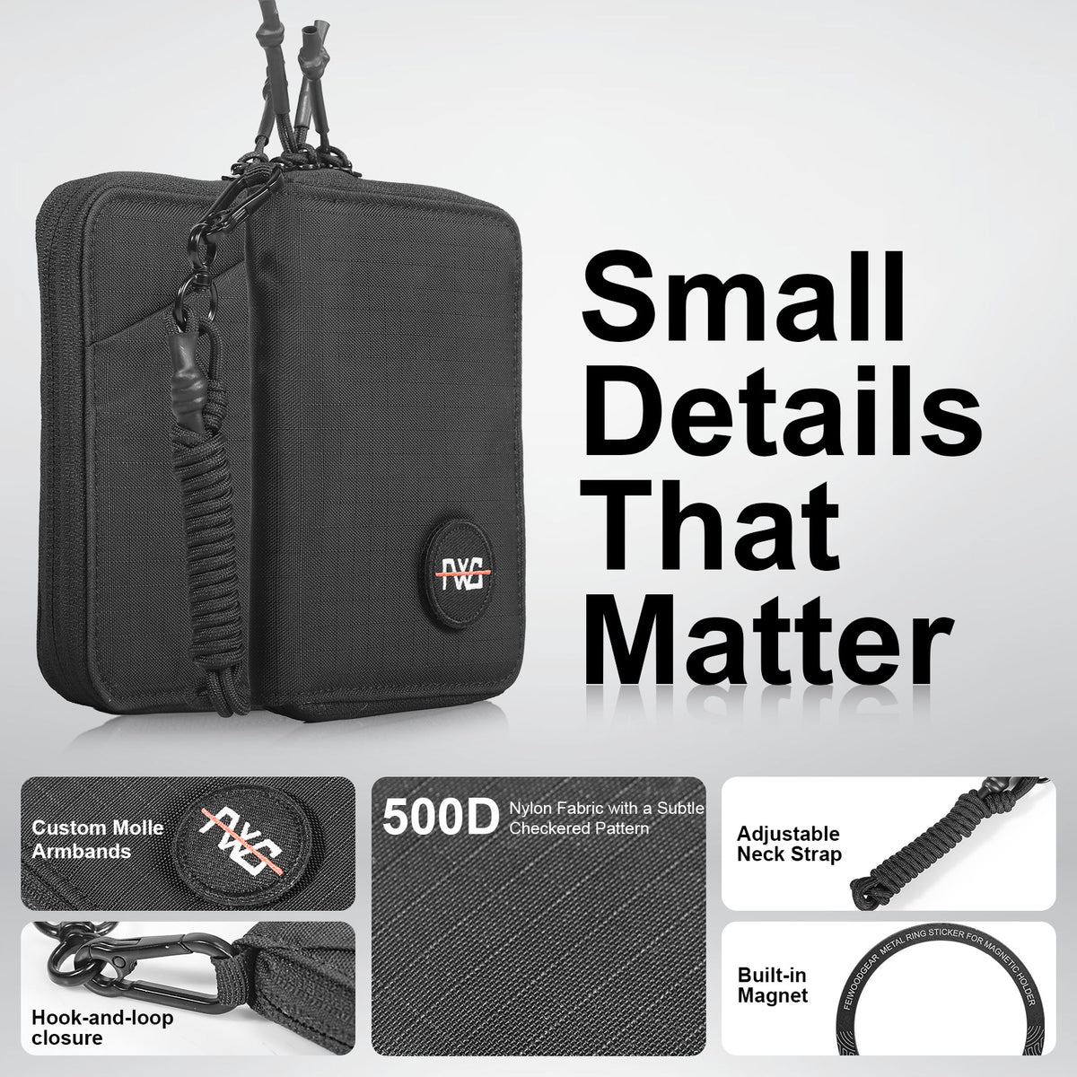 FEIWOODGEAR Passport Holder for Travel with Detachable Magnetic Card Case & Neck Strap RFID-Blocking Travel Organizer for Up to 3 Passports