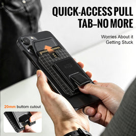 FEIWOODGEAR Magnetic Wallet Stand for iPhone Series, Slim Leather Card Holder fits 3 Cards，Anti-Degaussing for Office Travel Shopping