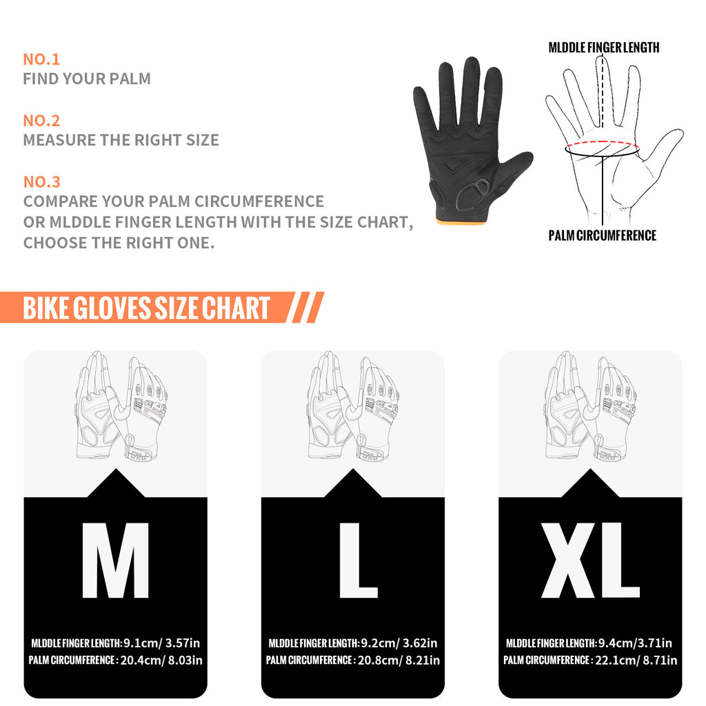 FEIWOOD GEAR Cycling Gloves for Men/Women-Full Finger Bicycle Gloves Anti-Slip Shock Absorbing Padded MTB/Road Biking Gloves